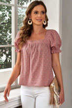 Load image into Gallery viewer, Polka Dot Square Neck Flounce Sleeve Top
