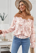 Load image into Gallery viewer, Floral Flounce Sleeve Frilled Off-Shoulder Blouse
