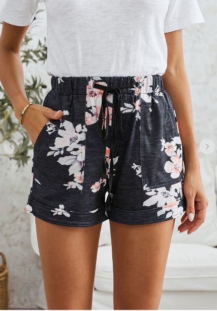 Black and Floral Shorts