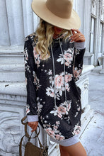 Load image into Gallery viewer, Floral Drawstring Detail Hoodie Dress
