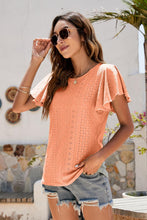 Load image into Gallery viewer, Eyelet Flutter Sleeve Short Sleeve Top

