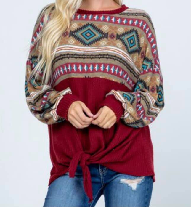 PLUS Angora Sweater in Aztec Print