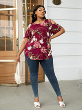 Load image into Gallery viewer, Plus Size Cold-Shoulder Round Neck Curved Hem Tee
