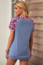 Load image into Gallery viewer, Striped Leopard Raglan Sleeve Tee
