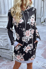 Load image into Gallery viewer, Floral Drawstring Detail Hoodie Dress
