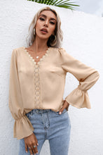 Load image into Gallery viewer, Lace Trim Flounce Sleeve Blouse
