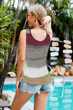 Load image into Gallery viewer, Striped Openwork V-Neck Knit Tank
