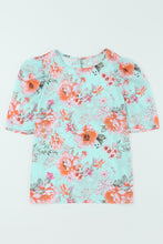 Load image into Gallery viewer, Summer Lover Floral Puff Sleeve Round Neck Blouse

