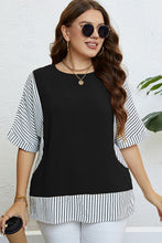 Load image into Gallery viewer, Plus Size Striped Round Neck Half Sleeve Top
