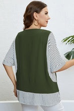 Load image into Gallery viewer, Plus Size Striped Round Neck Half Sleeve Top
