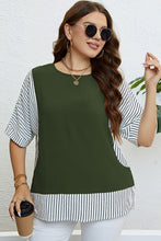 Load image into Gallery viewer, Plus Size Striped Round Neck Half Sleeve Top

