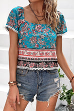 Load image into Gallery viewer, Bohemian Square Neck Short Sleeve Top
